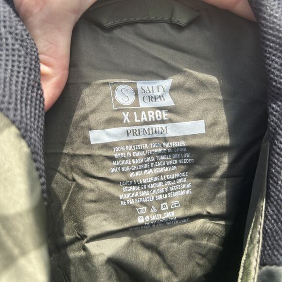 Salty Crew Windbreaker Jacket Hoodie Men XL Camouflage Storm-Ready-Fishing Gear - Picture 7 of 12